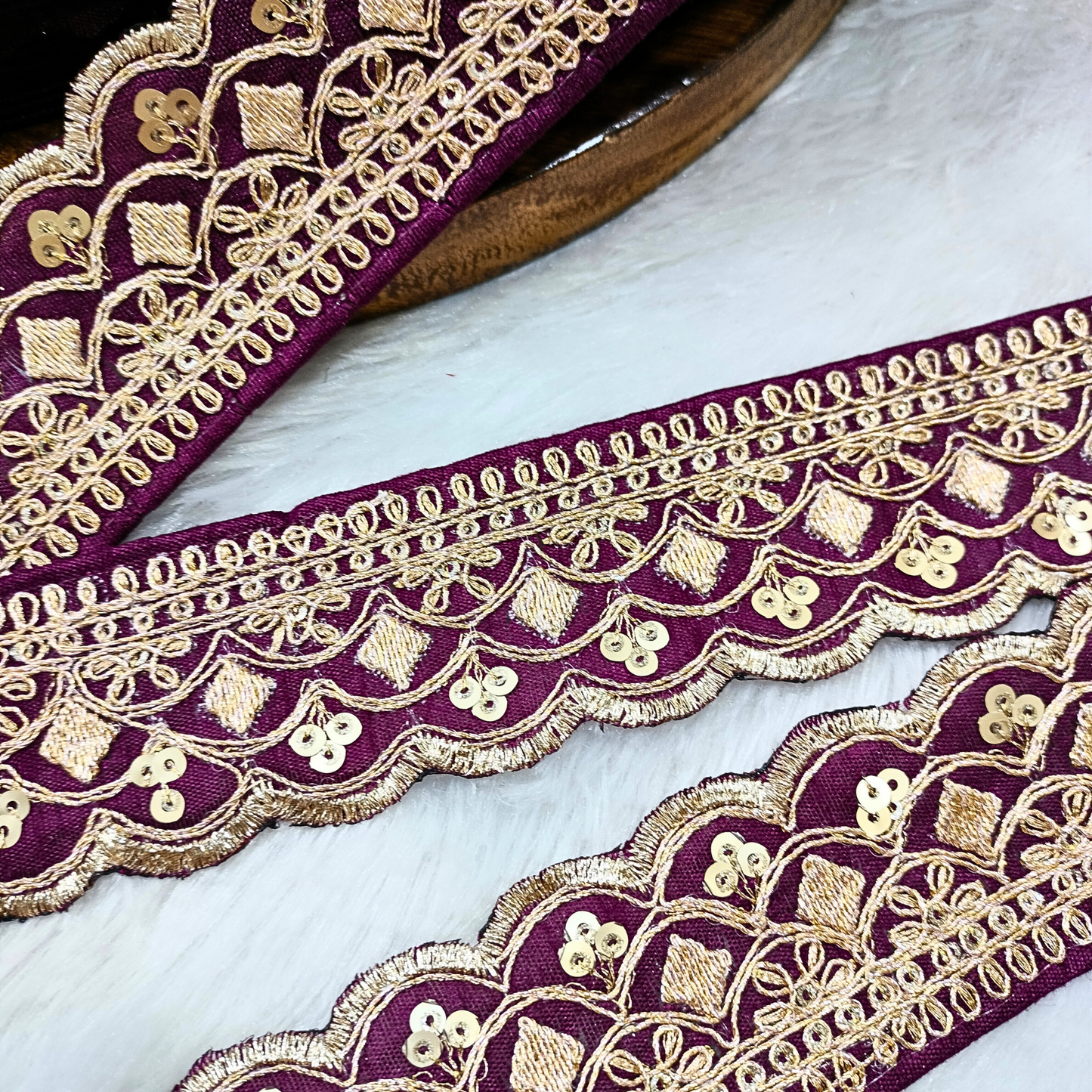 Fancy Purple Zari Embellished Trim