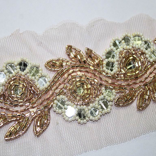 Rose Gold Embellished Handwork Trim