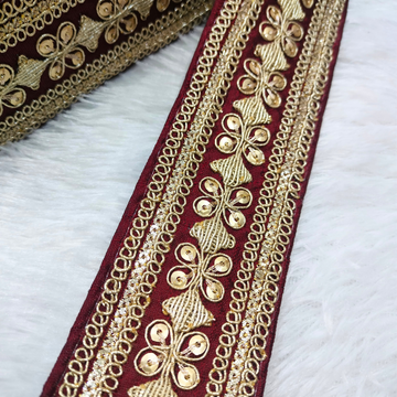 Floral Sequin Embroidered Lace Trim Border for Ethnic, Festive & Bridal Wear