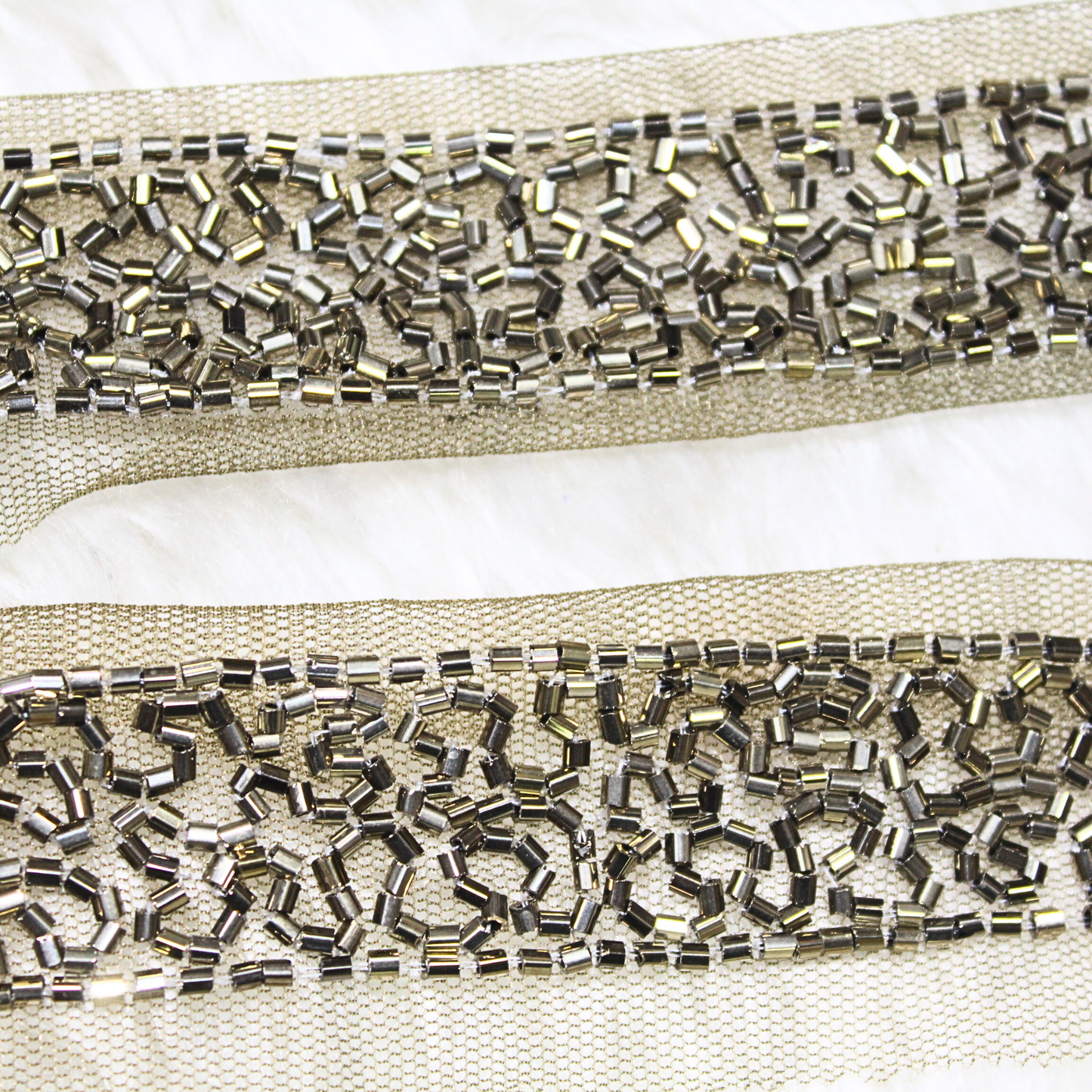 Grey Cutdana Embellished Handwork Trim