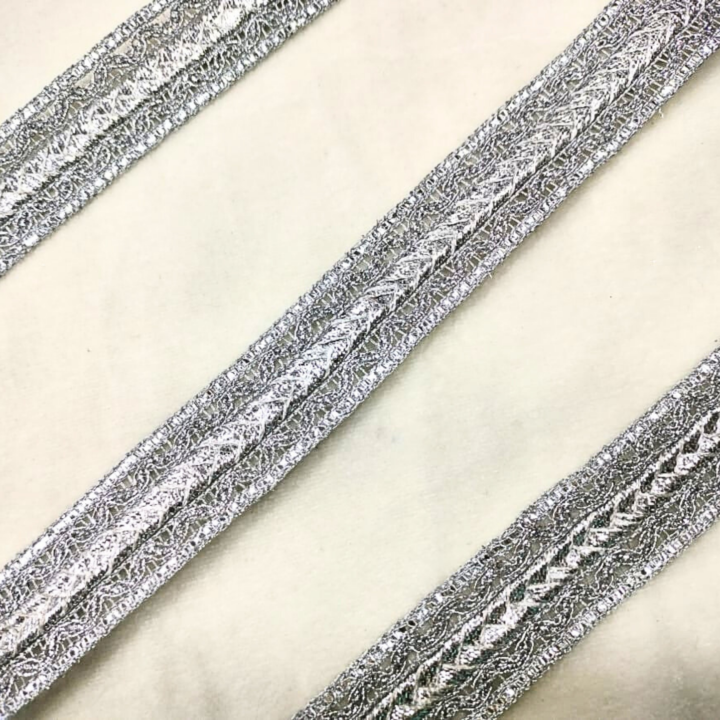 Silver Fancy Embellished Trim