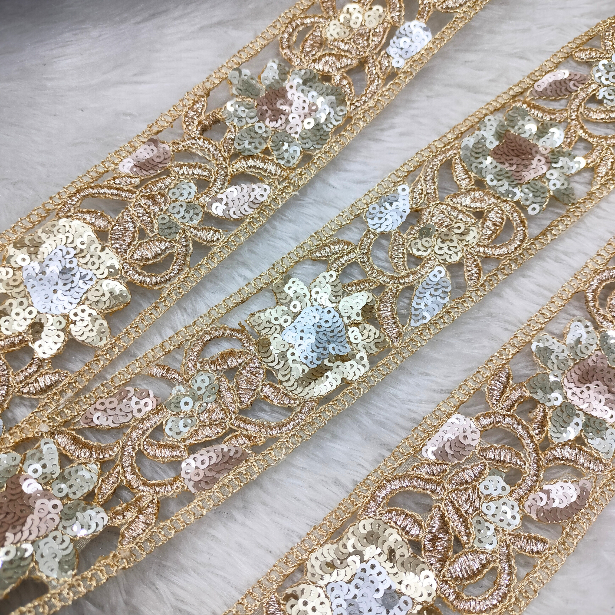 Open-Work Floral Sequin Lace