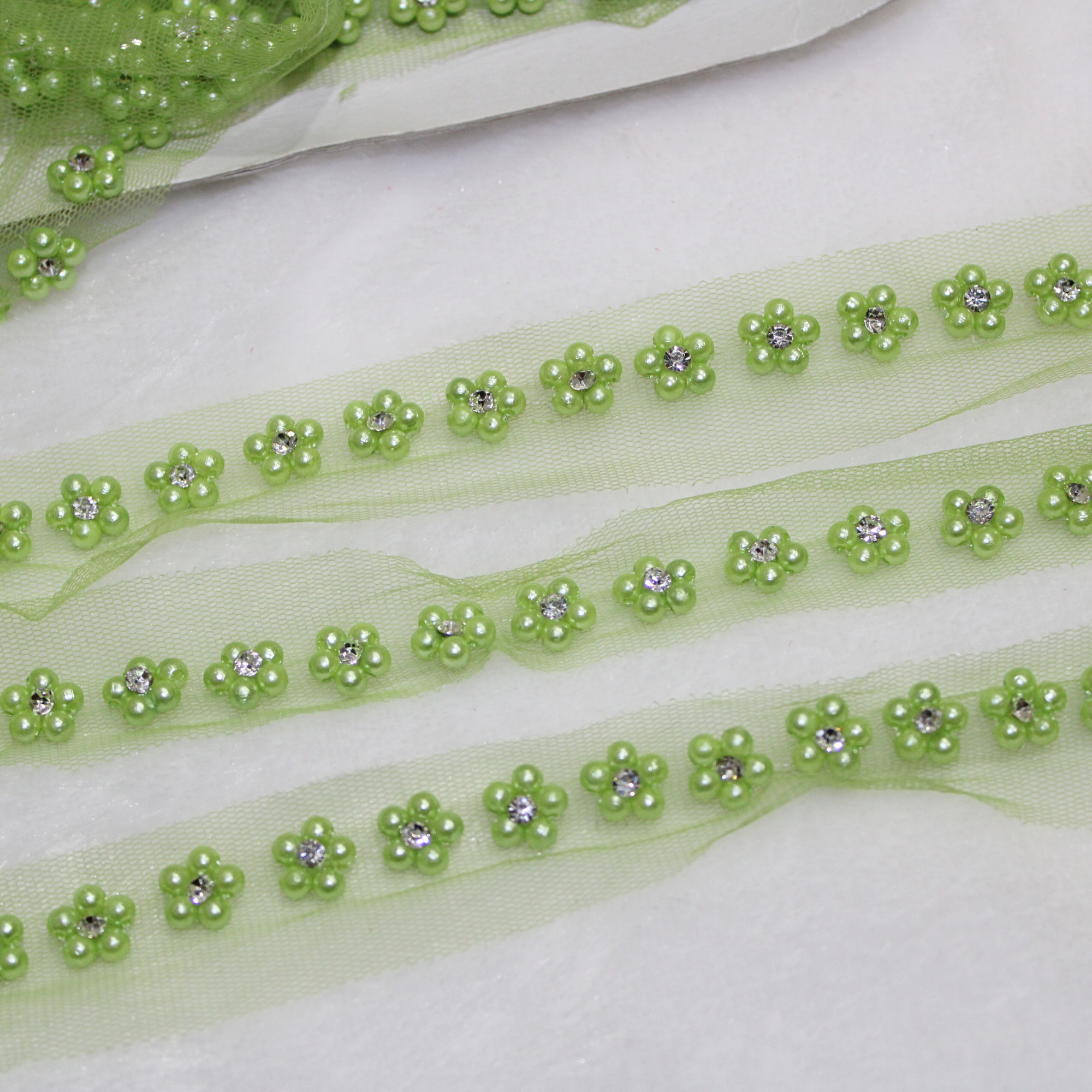 Floral Pearl Handwork Trim