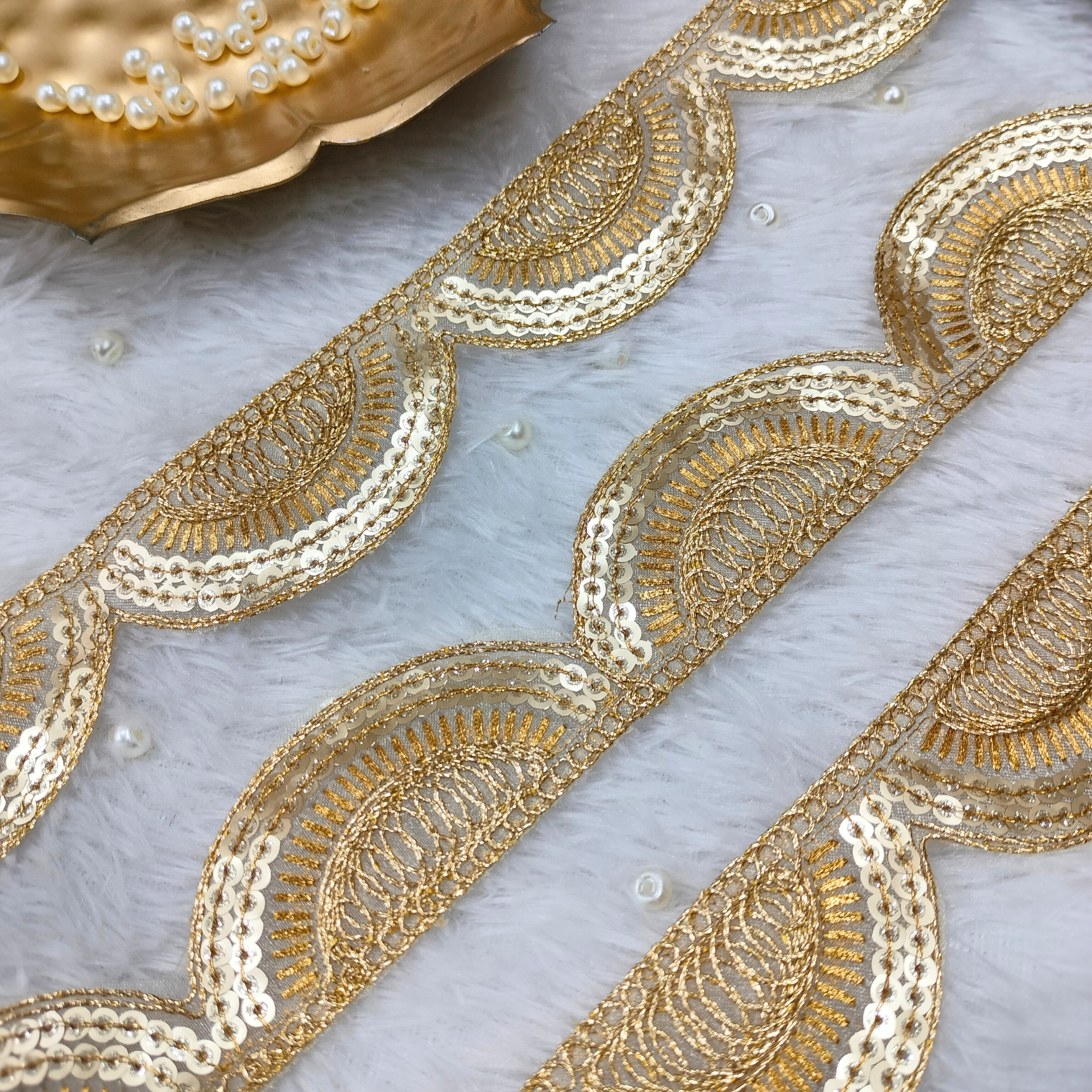 Scalloped Border Embroidered Designer Lace