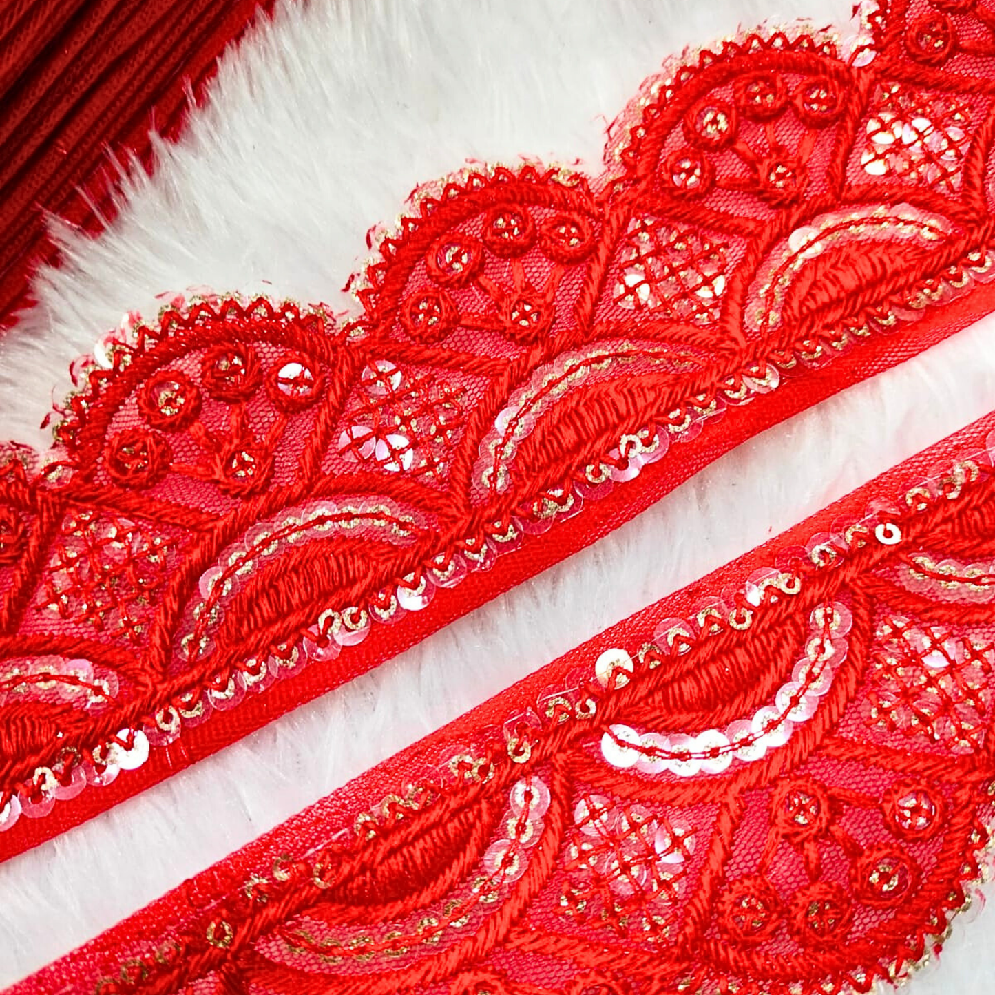 Red Fancy Threadwork Trim