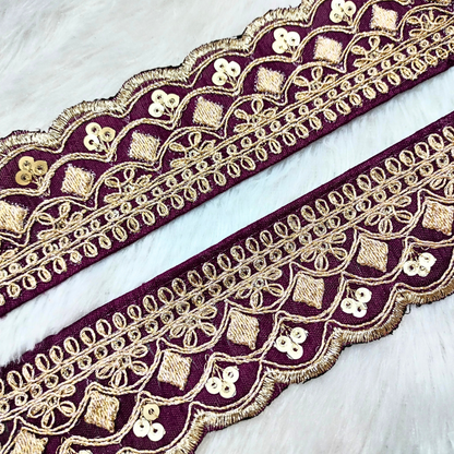 Fancy Purple Zari Embellished Trim