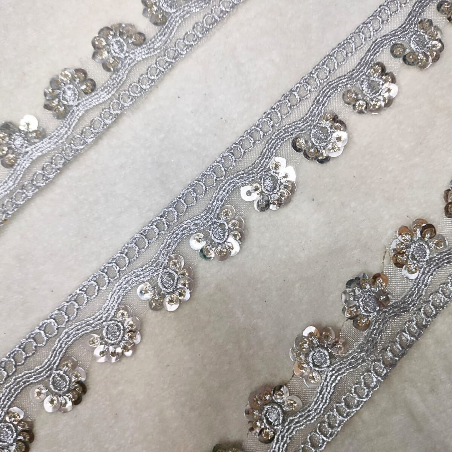 Silver Embellished Zari Trim