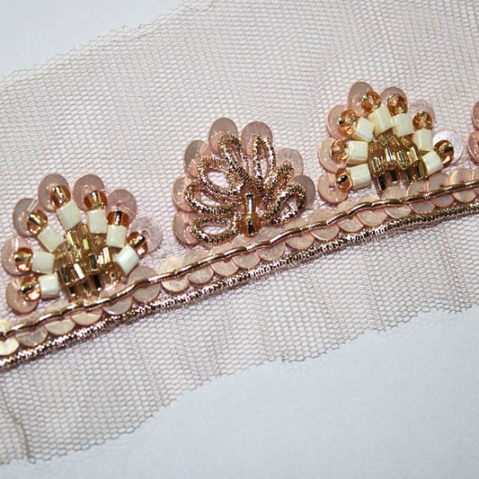 Rose Pink Embellished Handwork Trim