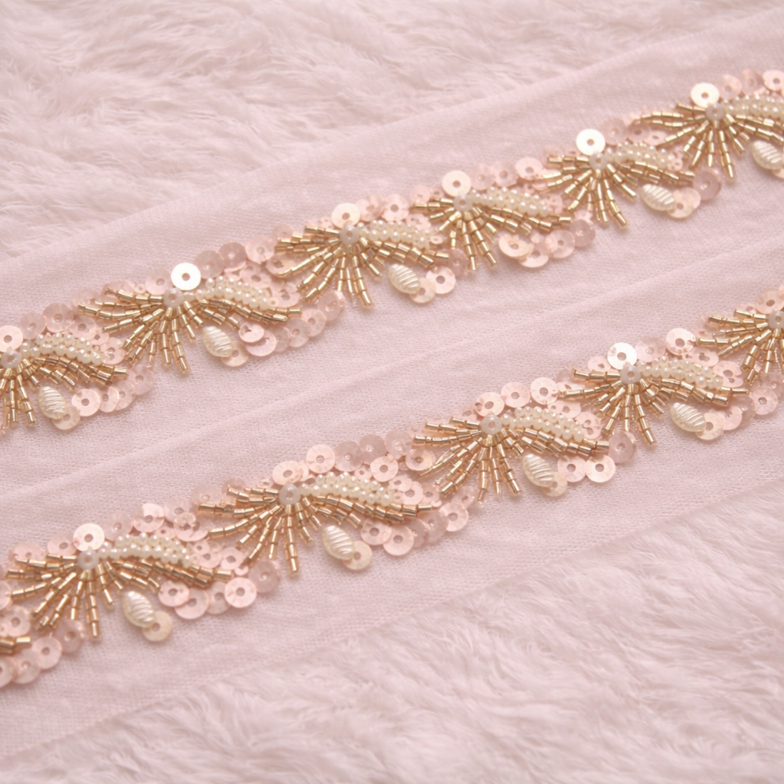 Gold Pearl Sequin Bridal Lace