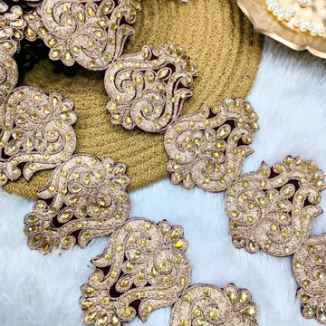 Gold Stone Paisley Designer Lace
