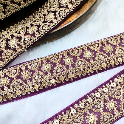 Fancy Purple Embellished Trim