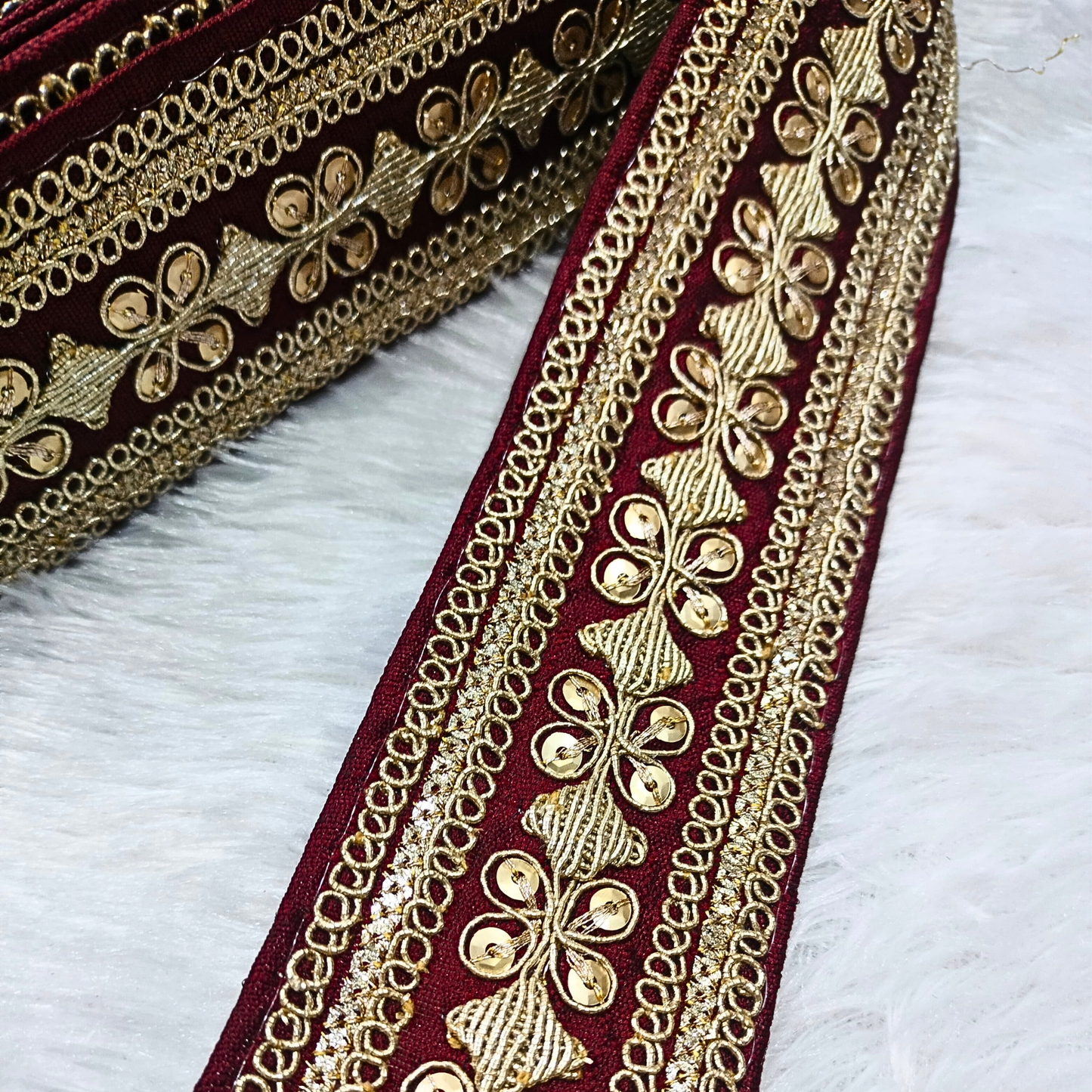 Maroon Fancy Embellished Trim