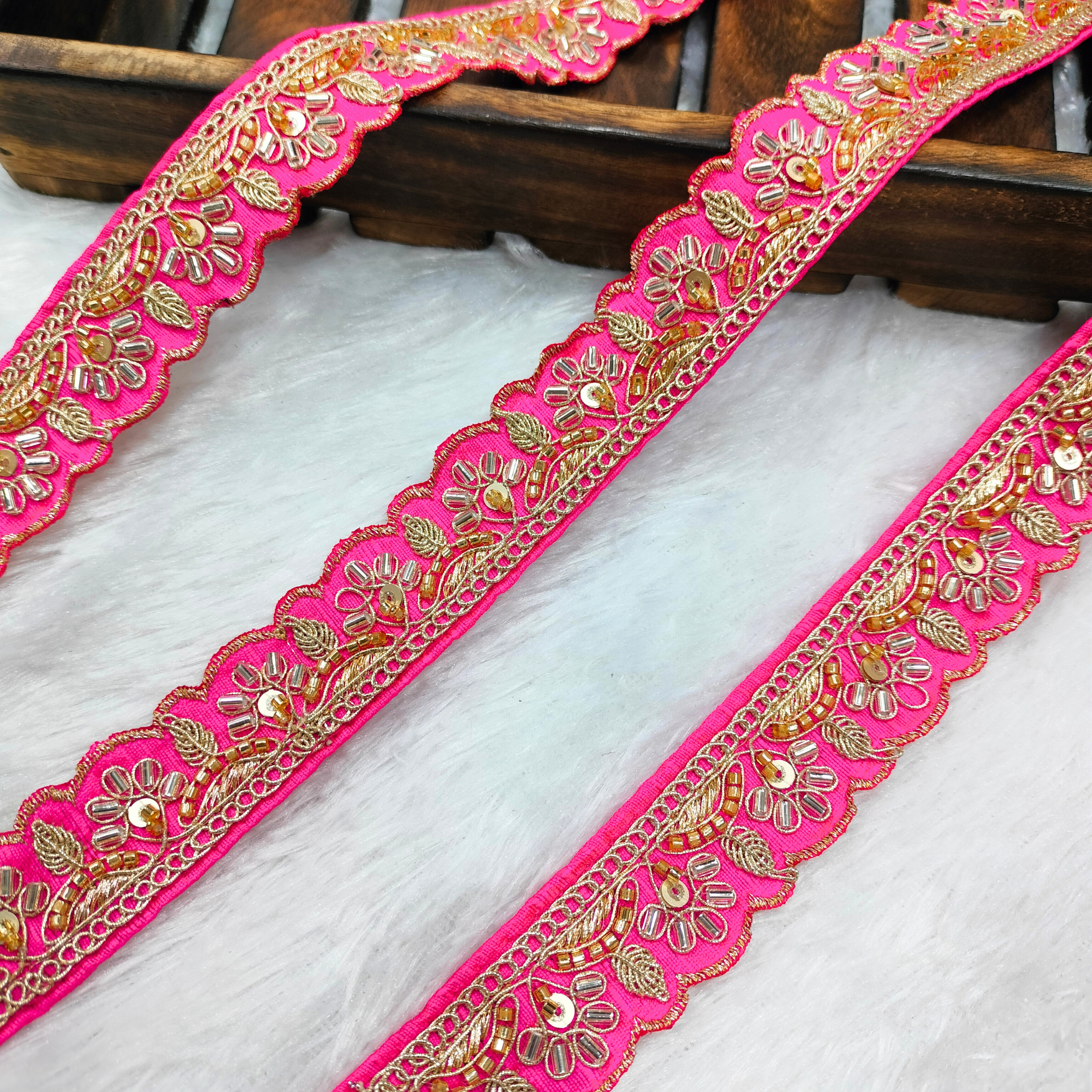 Scalloped Beaded Embroidered Trim