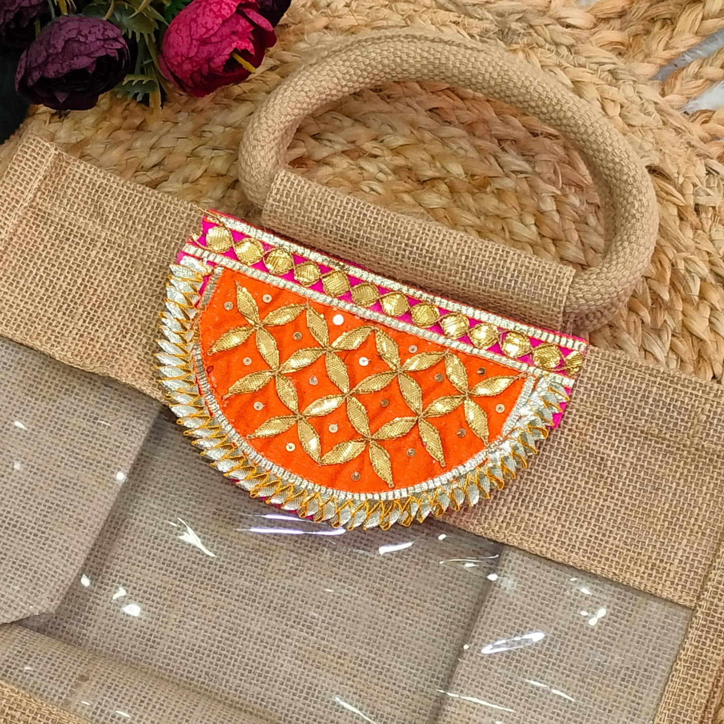 Orange Embellished Gota Patch (12 Pieces)