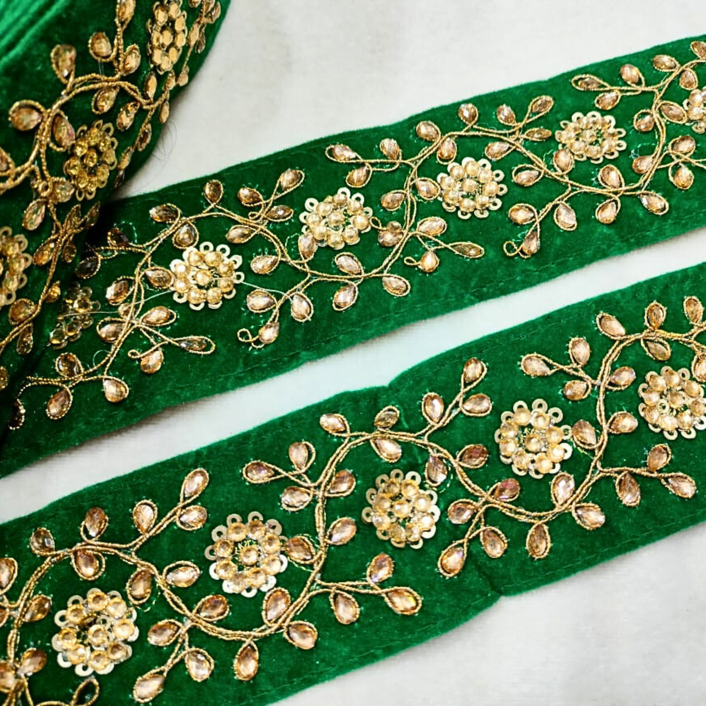 Green Fancy Velvet Zari Work