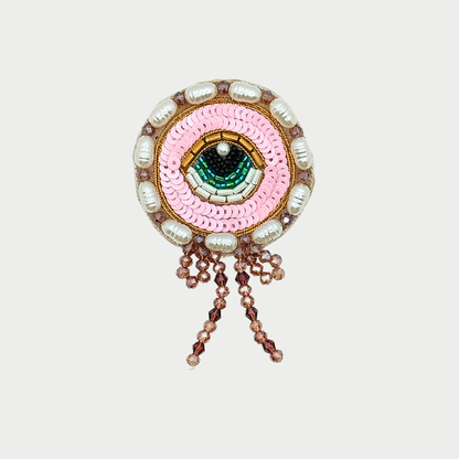 Blushing Pink Sequin Circular Evil Eye Emblem