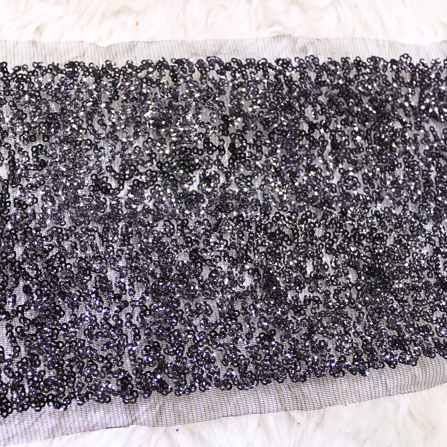 Black Fancy Sequin Work Trim