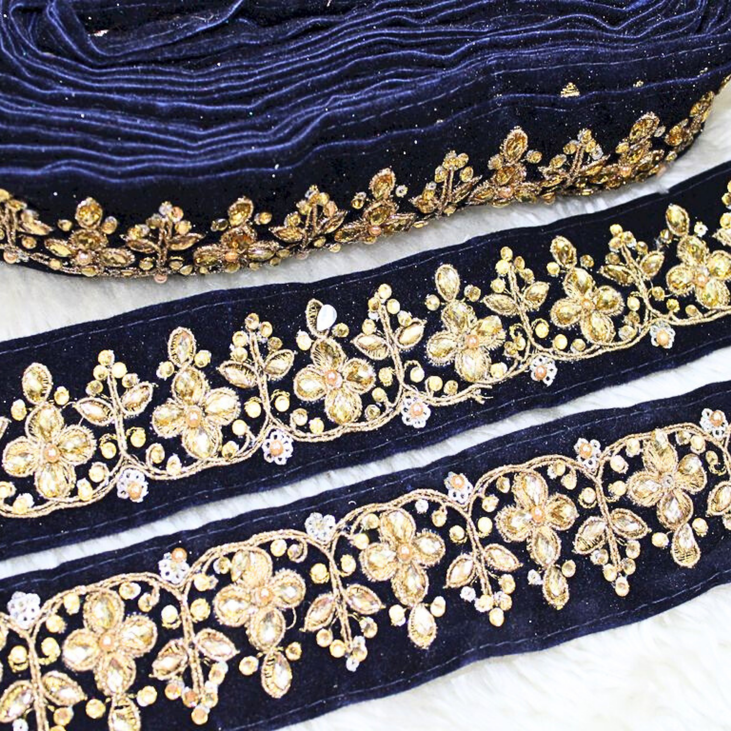 Navy Blue Fancy Zari Trim