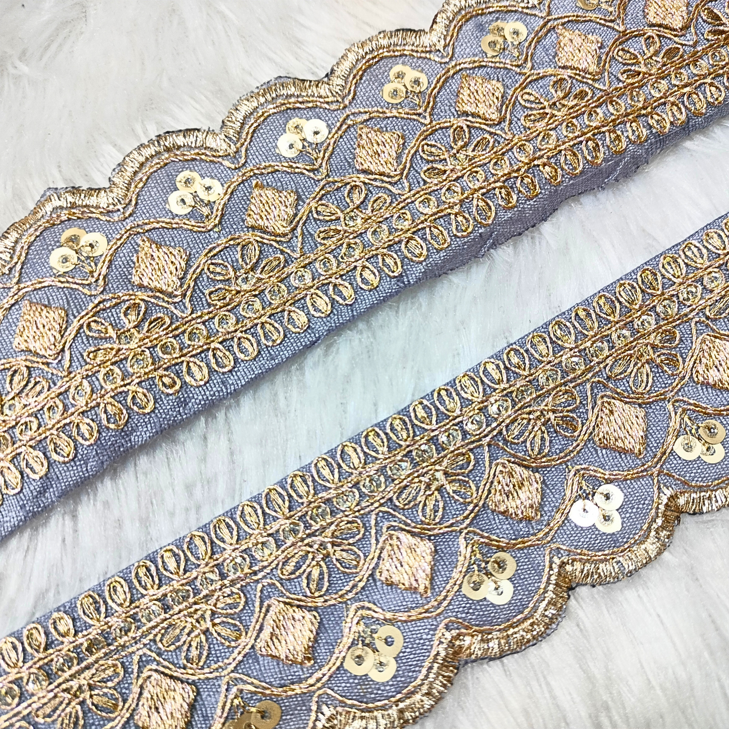 Fancy Grey Zari Embellished Trim