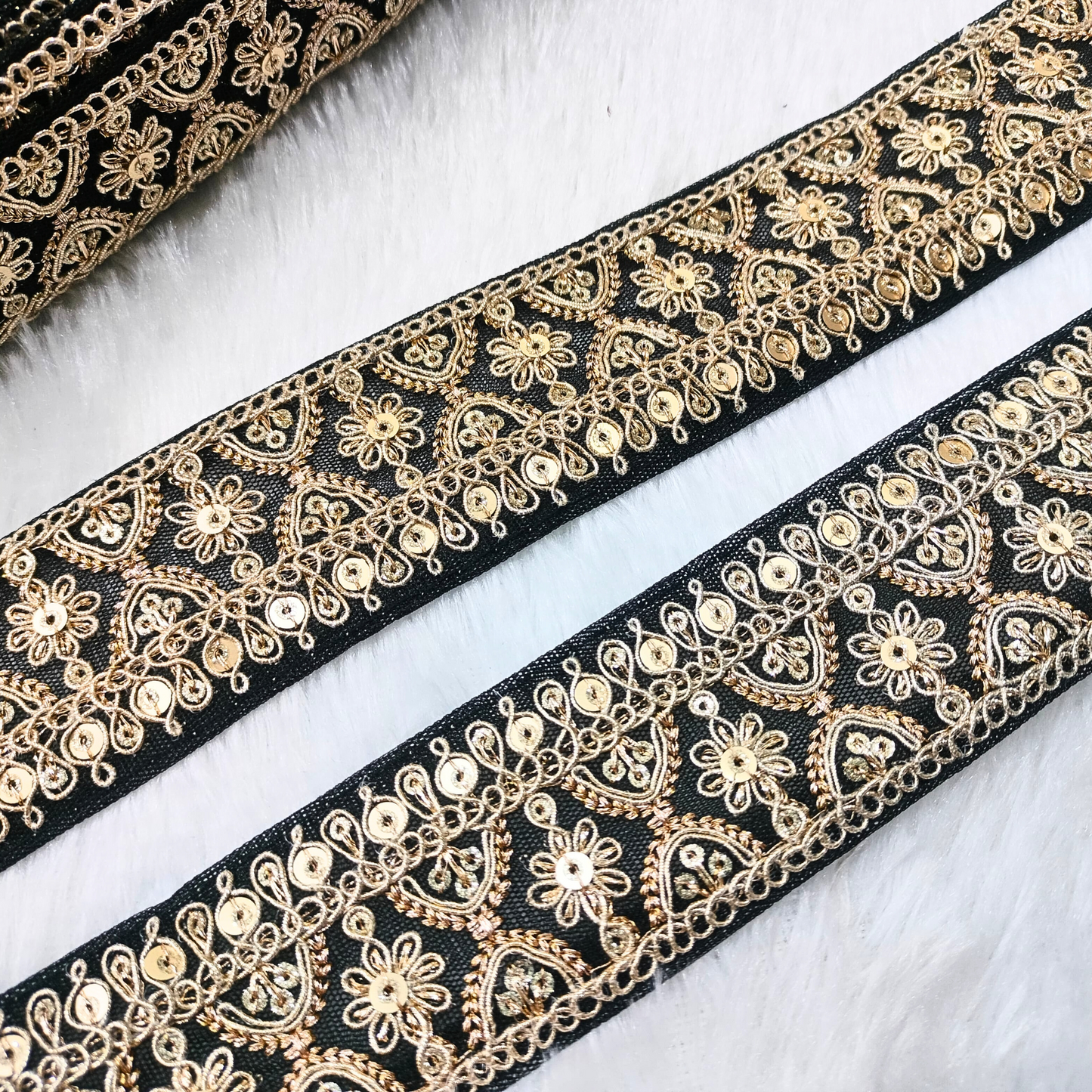 Fancy Black Embellished Trim