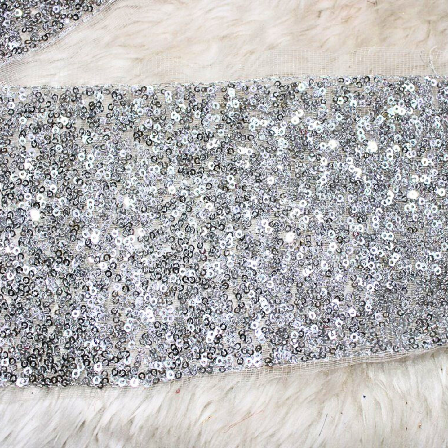 Silver Fancy Sequin Work Trim