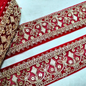 Red Fancy Zari Work Embroidered Border