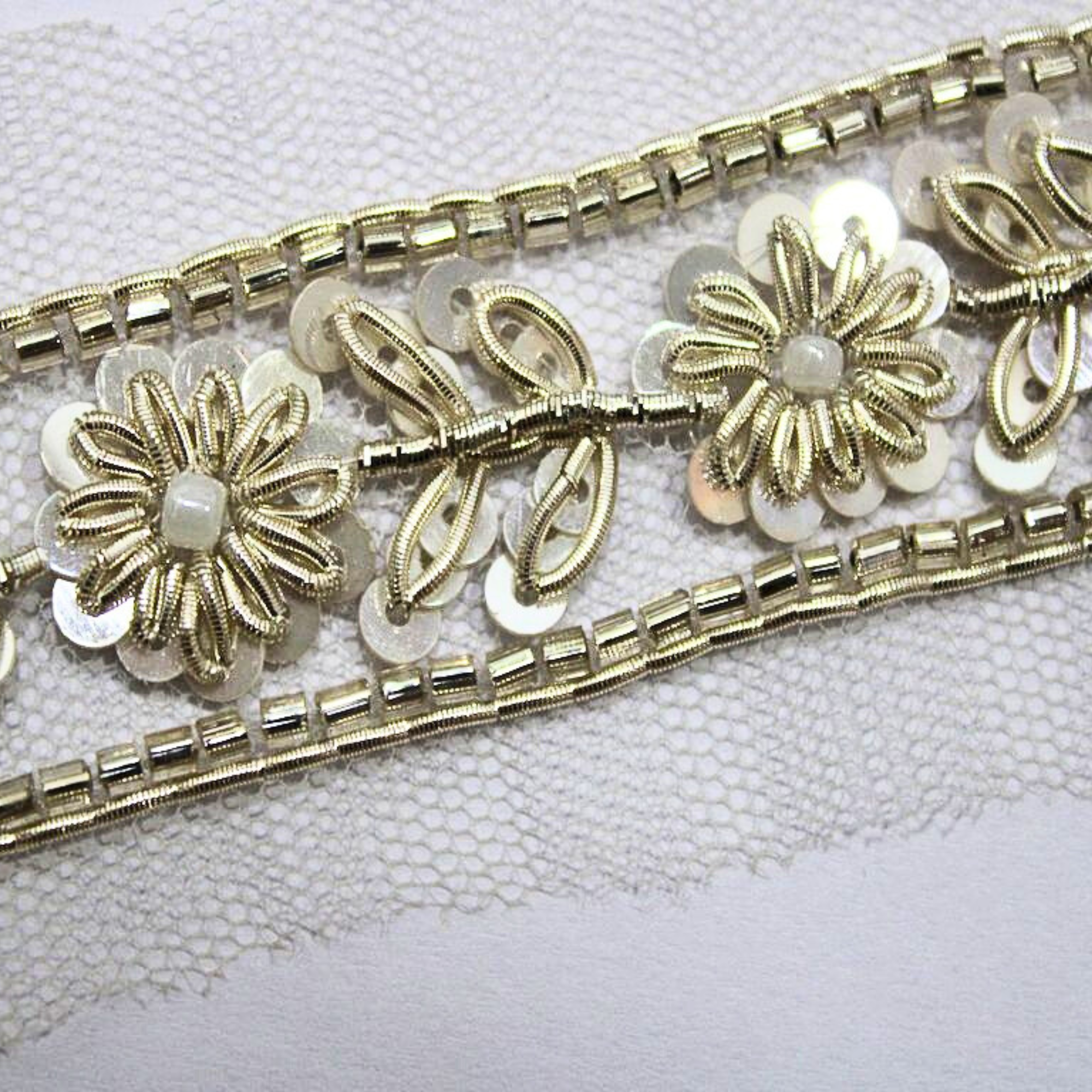 Light Gold Embellished Handcrafted Trim
