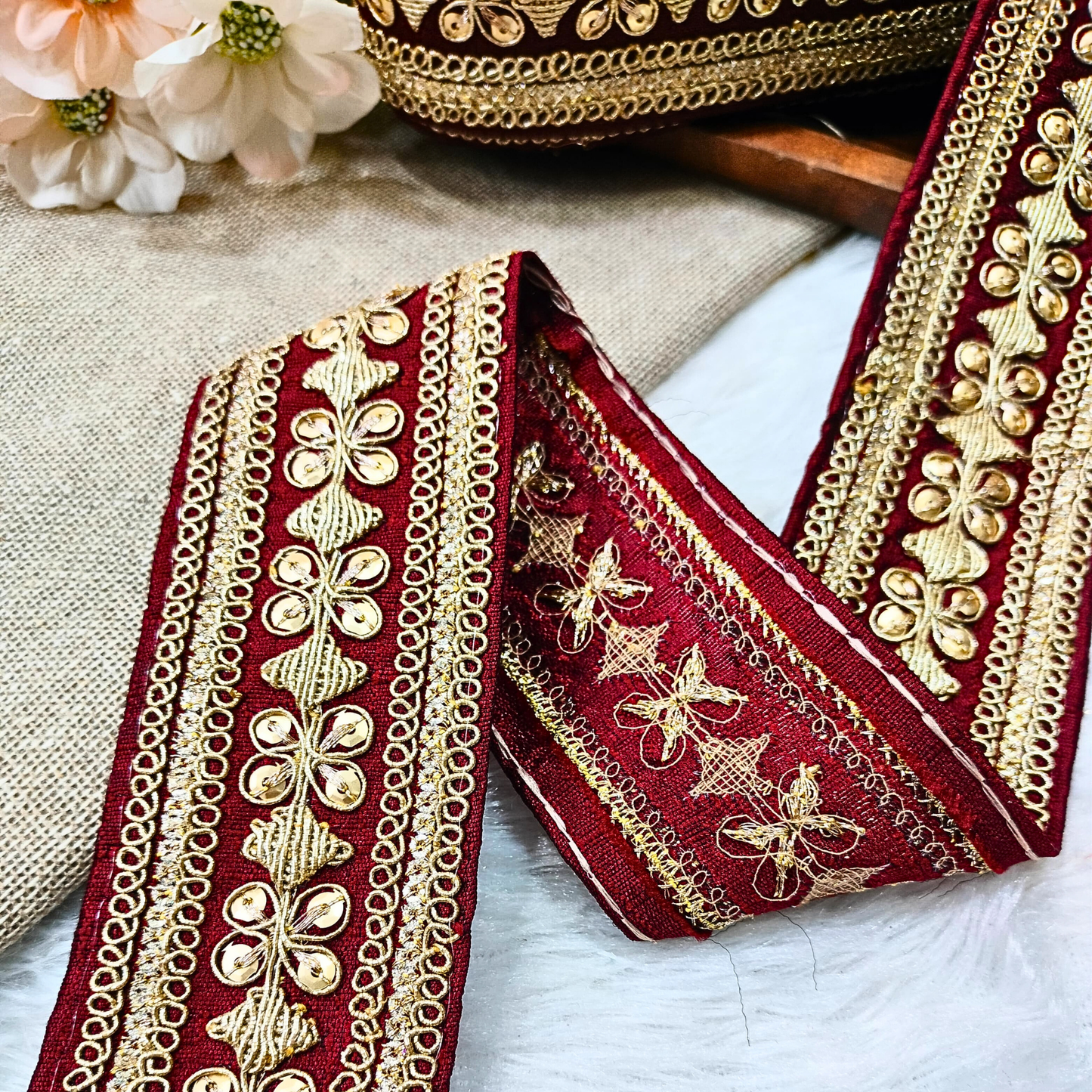 Maroon Fancy Embellished Trim