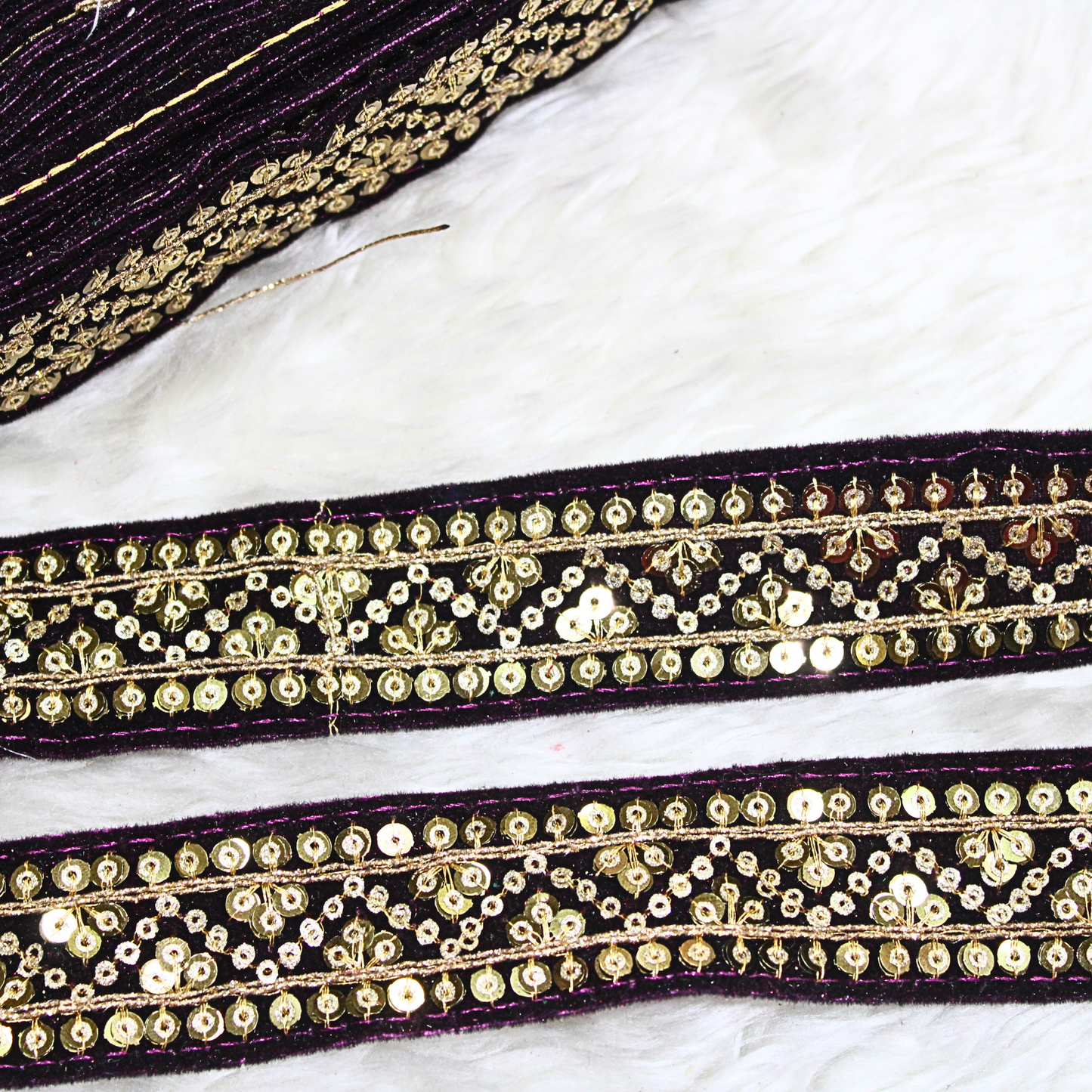 Purple Fancy Zari And Sequin Trim