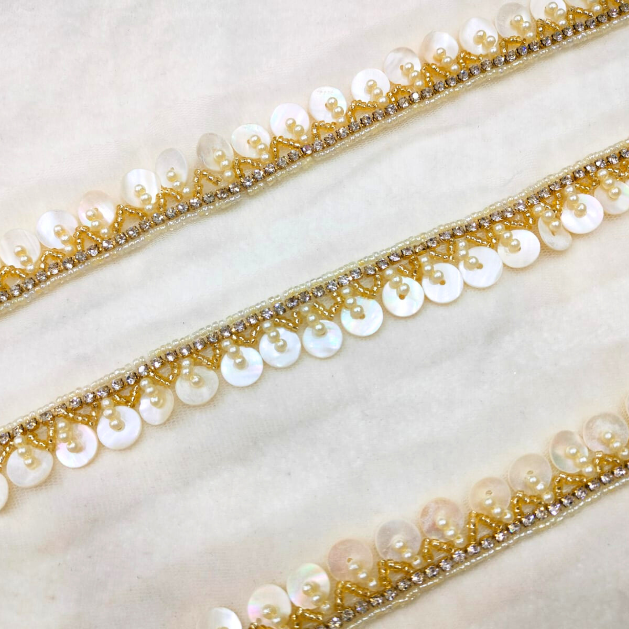 Golden Pearl & Sequin Shell Trim
