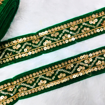 Sequin Embroidered Lace Trim Border for Ethnic, Festive & Bridal Wear