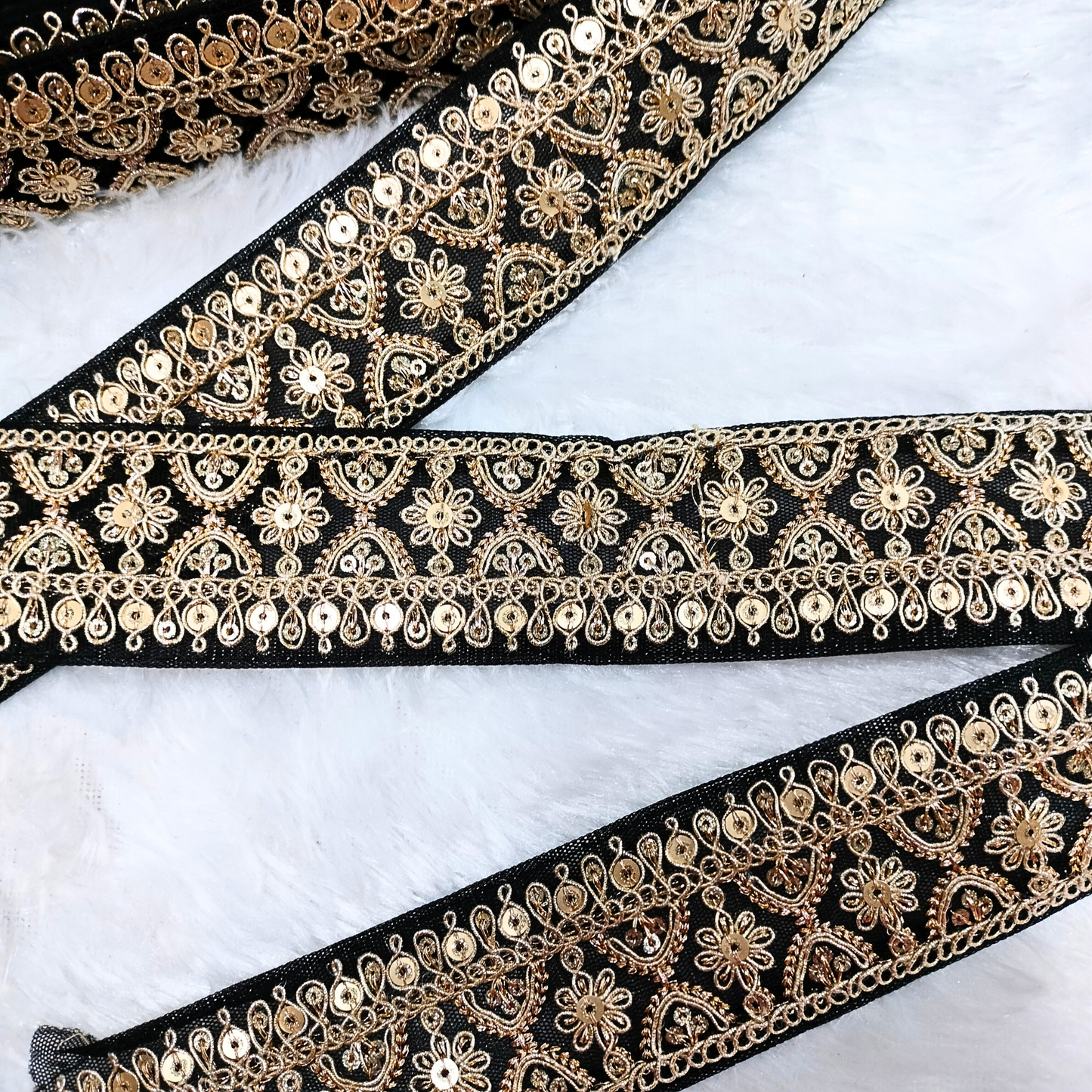 Fancy Black Embellished Trim