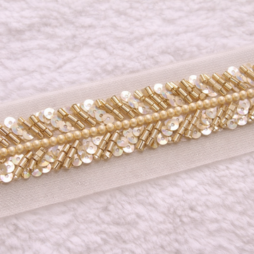 Gold Sequin & Pearl Lace