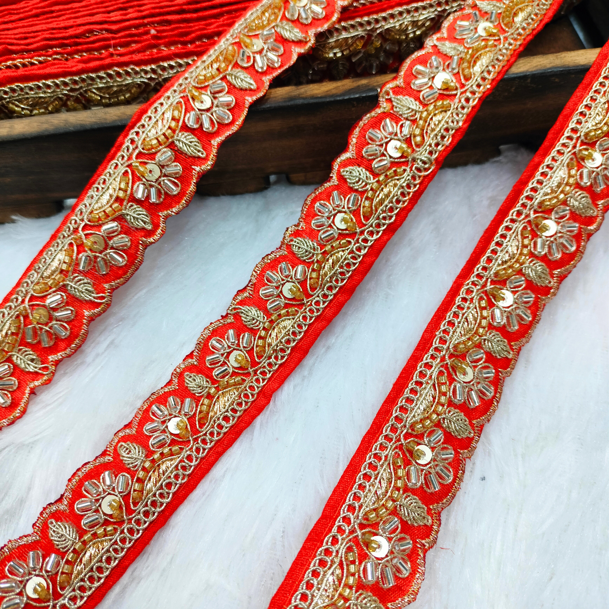 Scalloped Beaded Embroidered Trim