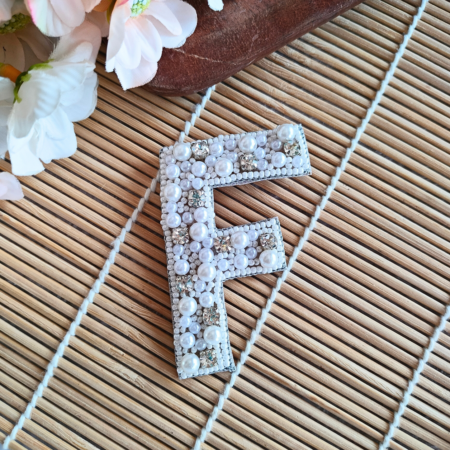 Stone & Pearl Alphabet 'F' Patch