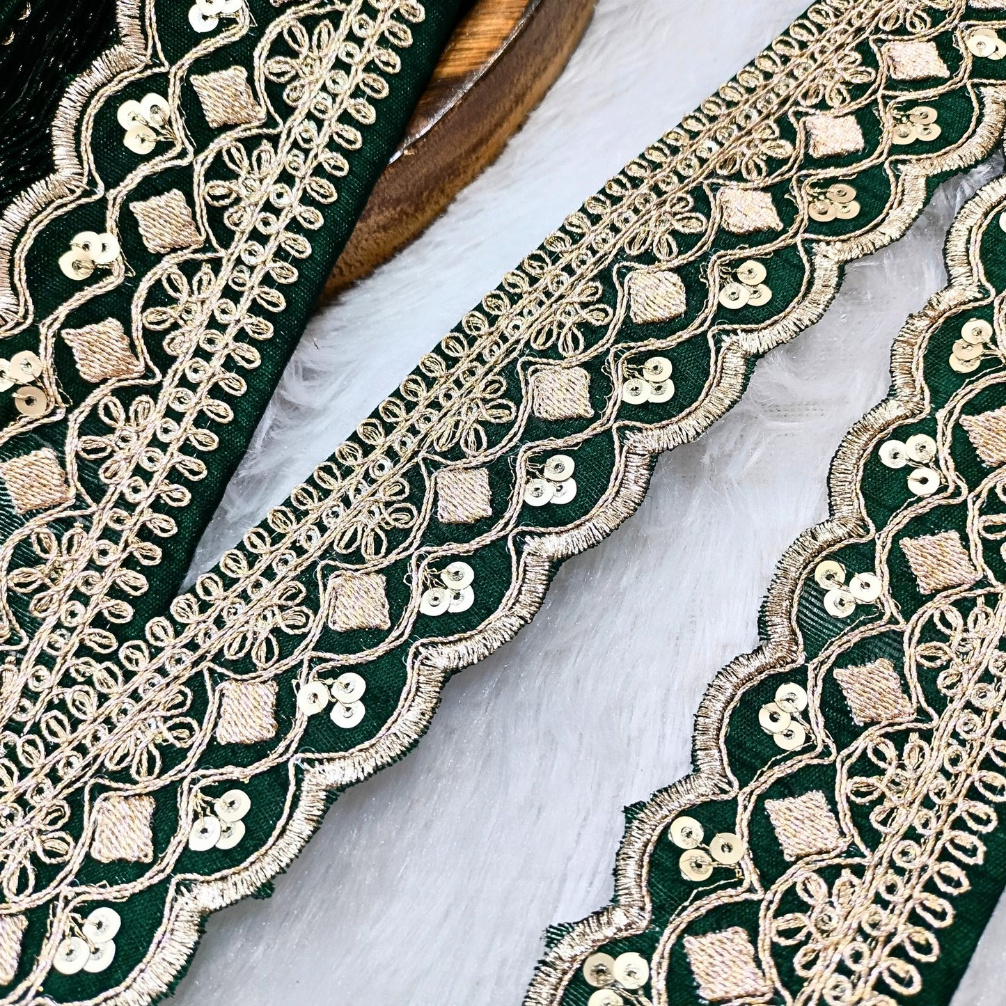 Fancy Green  Zari Embellished Trim