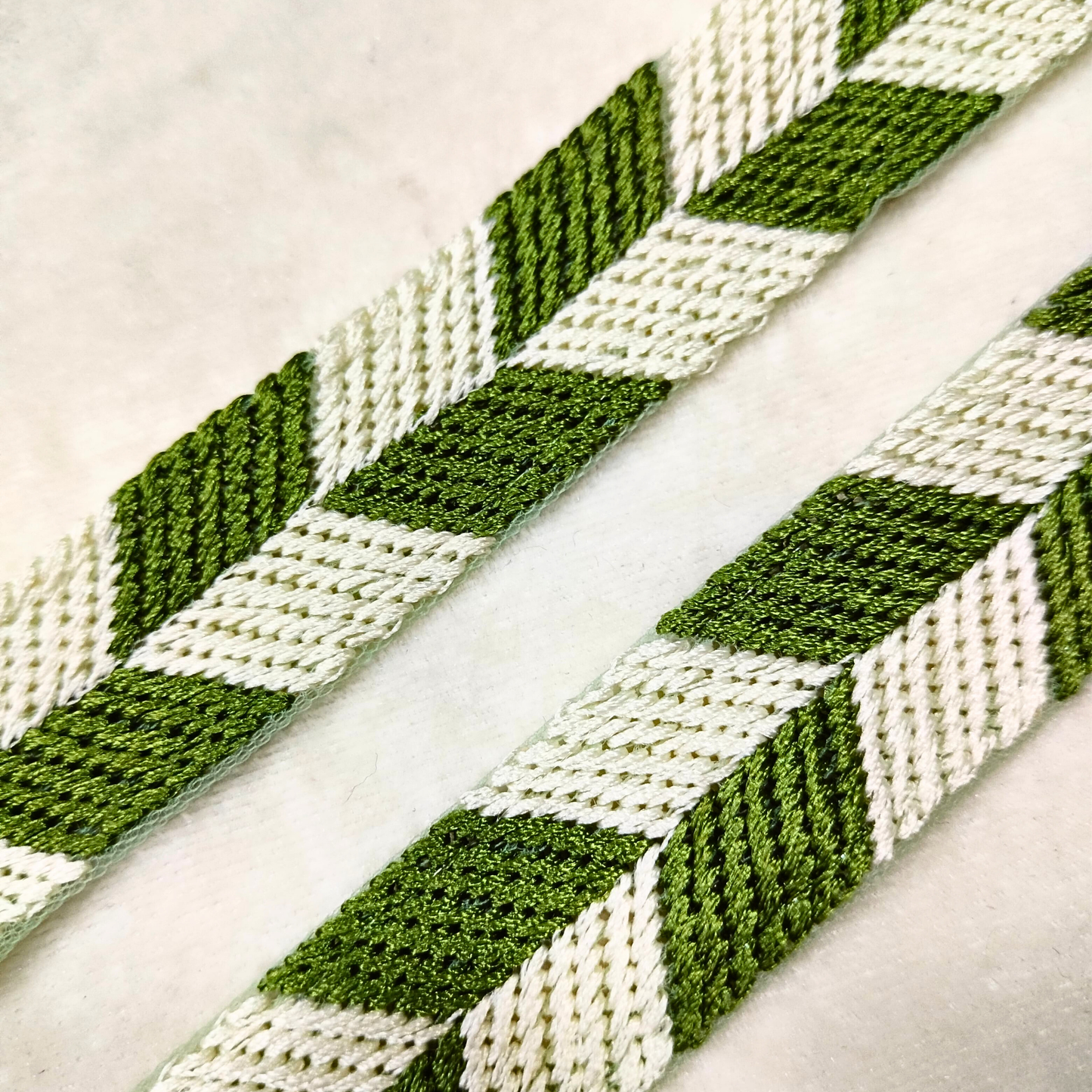 Dark Green Embellished Threadwork Trim