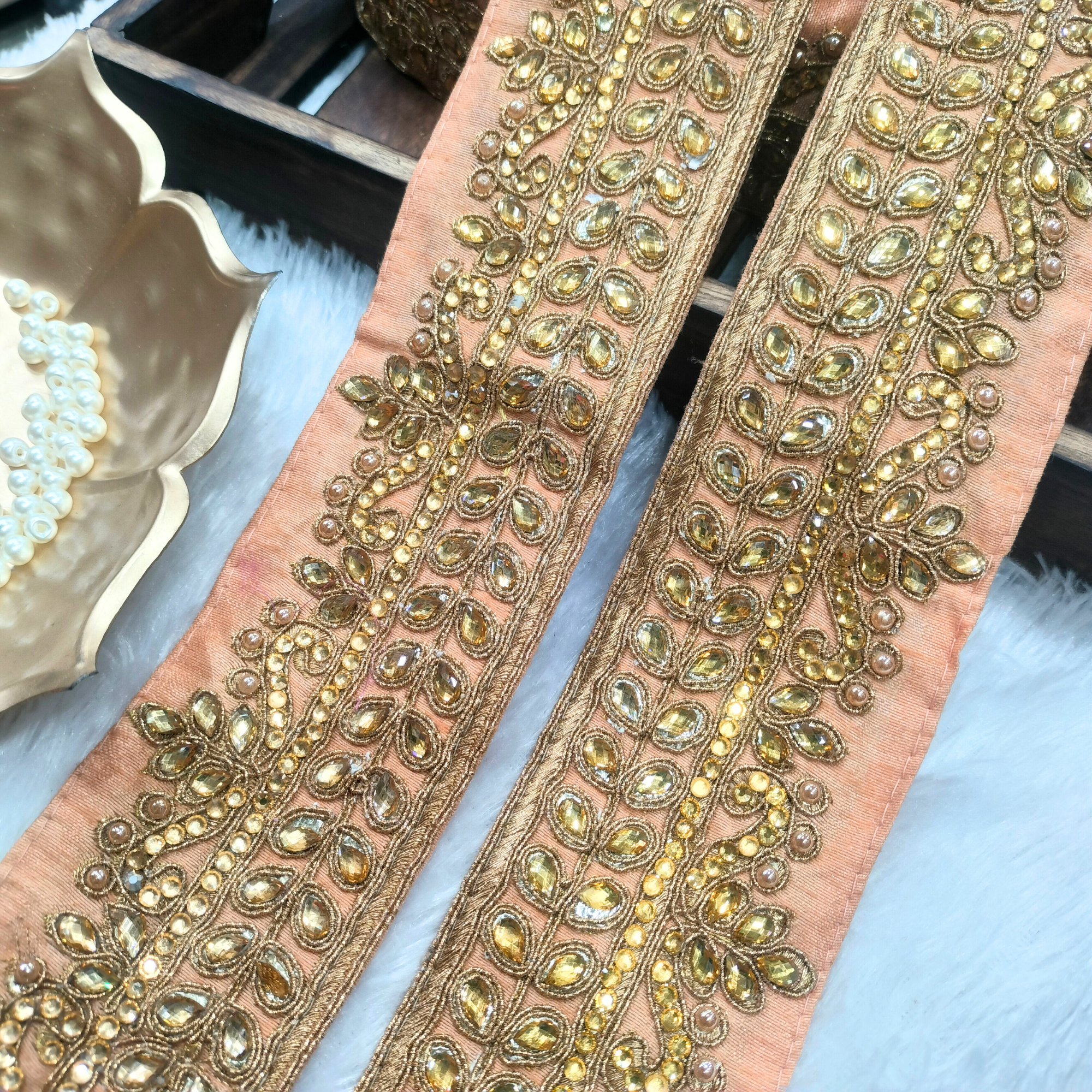 Floral Stone Work Lace