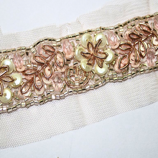 Rose Gold Embellished Handwork Trim