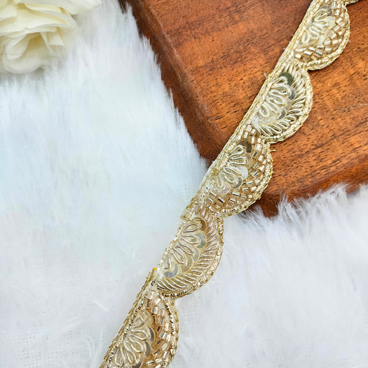 Water Gold Handwork Zardozi Work Lace