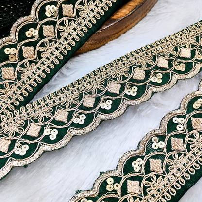 Fancy Green  Zari Embellished Trim