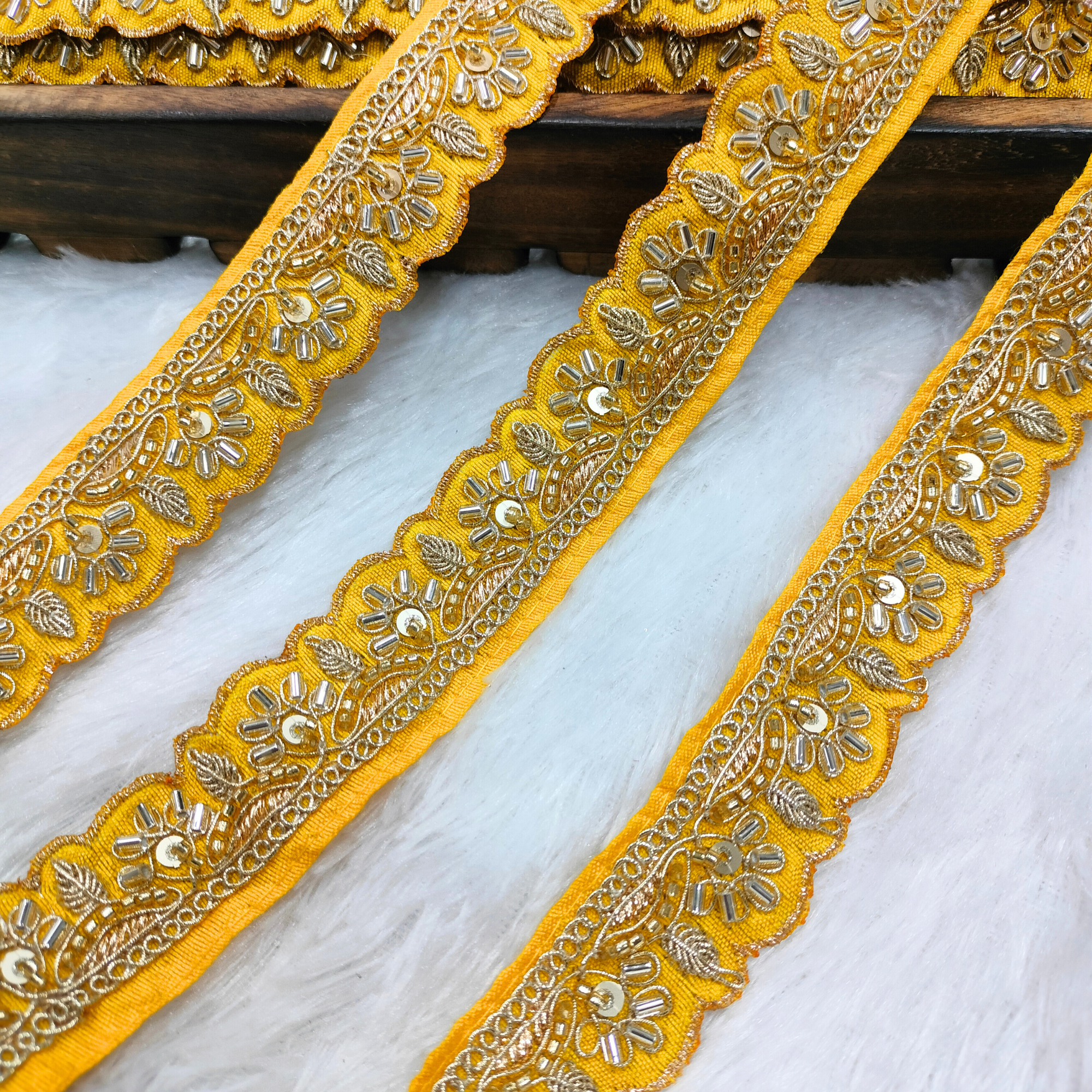 Scalloped Beaded Embroidered Trim