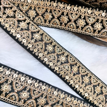 Fancy Black Embellished Trim