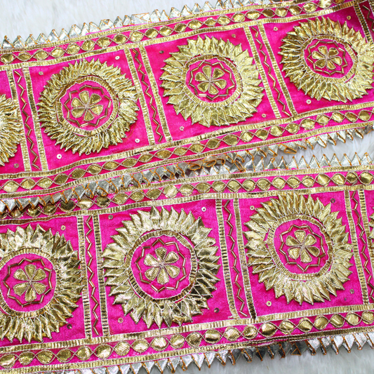 Pink Handcrafted Gota Trim