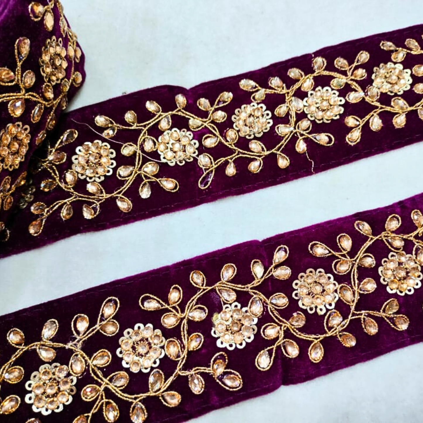 Purple Fancy Velvet Zari Work