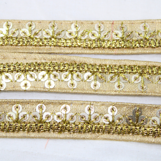 Beige Embellished Sequin Trim