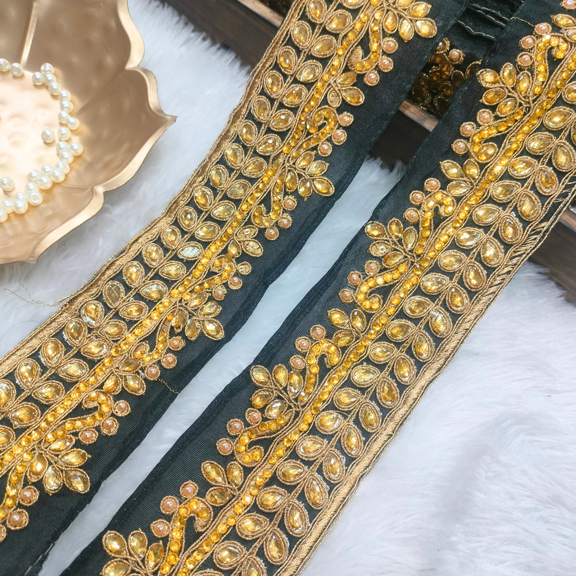 Floral Stone Work Lace