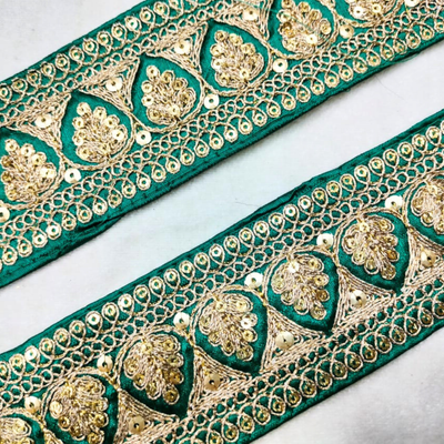 Paisley Sequin Embroidered Lace Trim Border hover