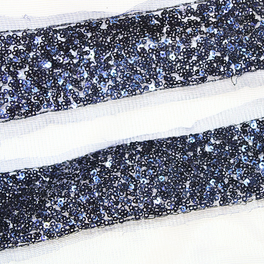 Navy Blue Fancy Sequin Work Trim