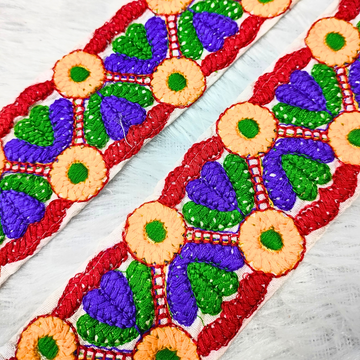 Multicolor Fancy Zari and Thread Work Embroidered Border
